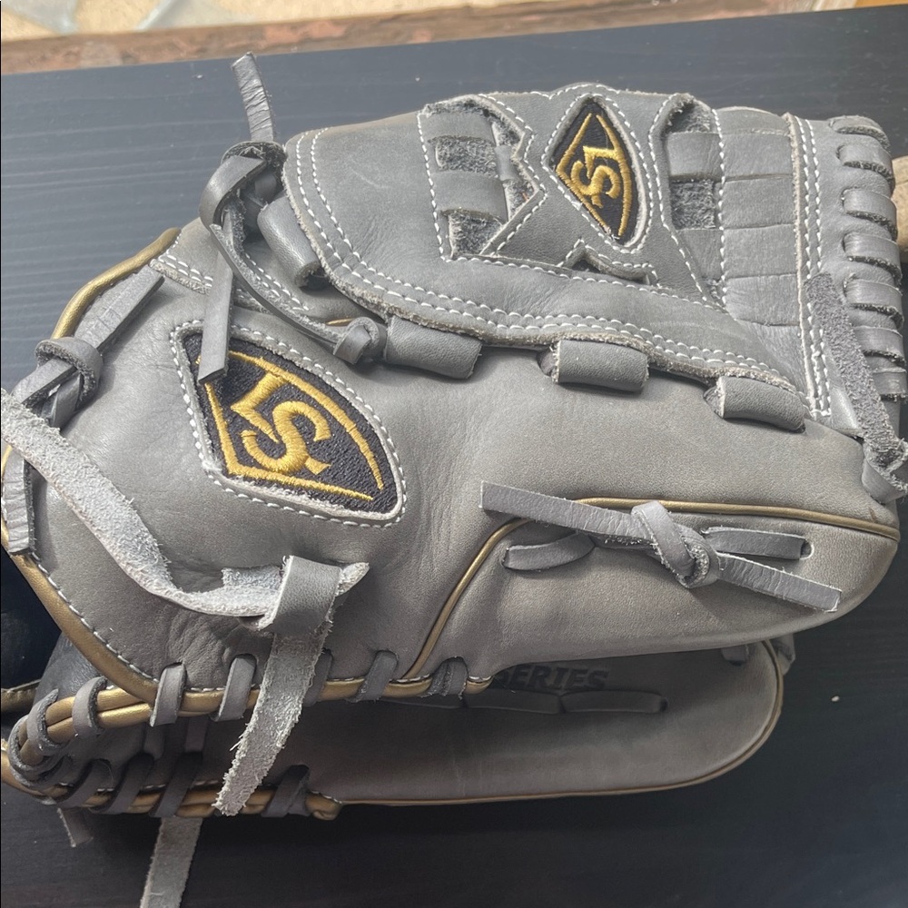 Gray with Gold lining, Leather Men's baseball Glove